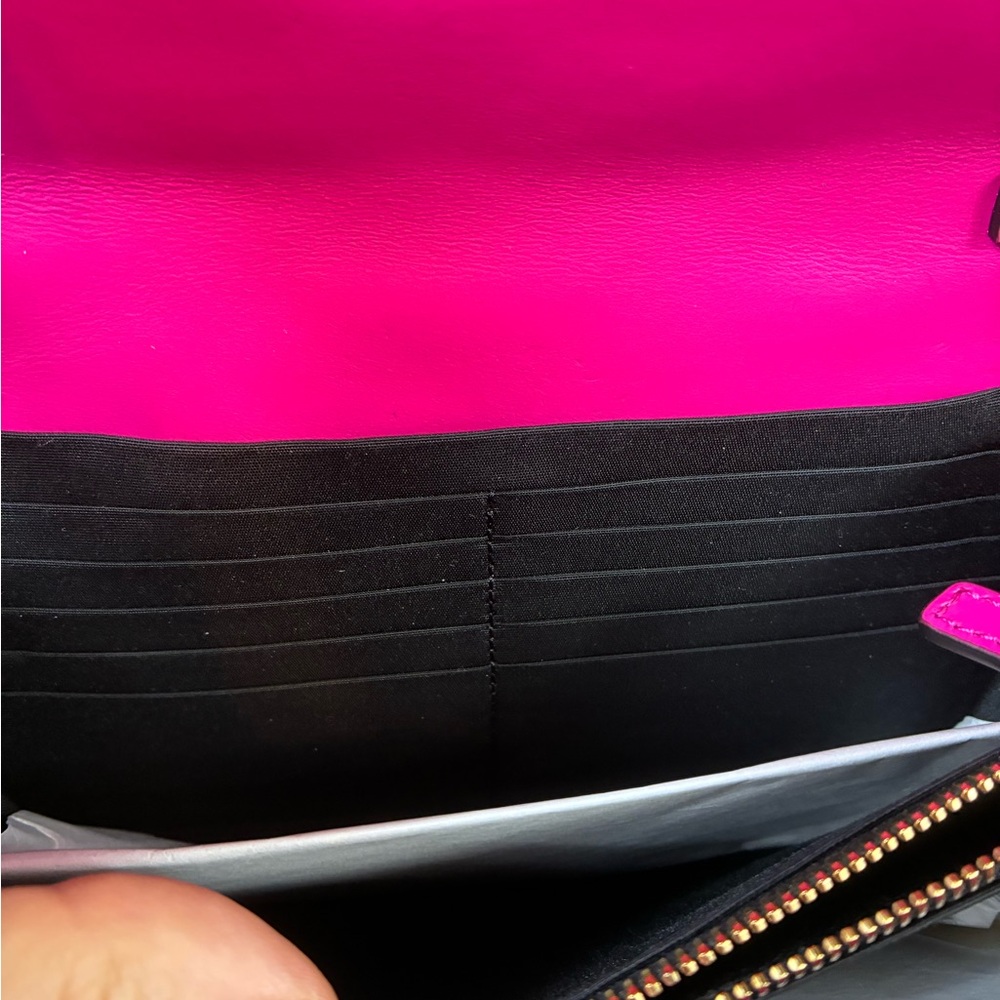 NWT Authentic Versace Pink Purple Blue Wool Tweed Checkered WOC Wallet On Chain - Picture 9 of 11